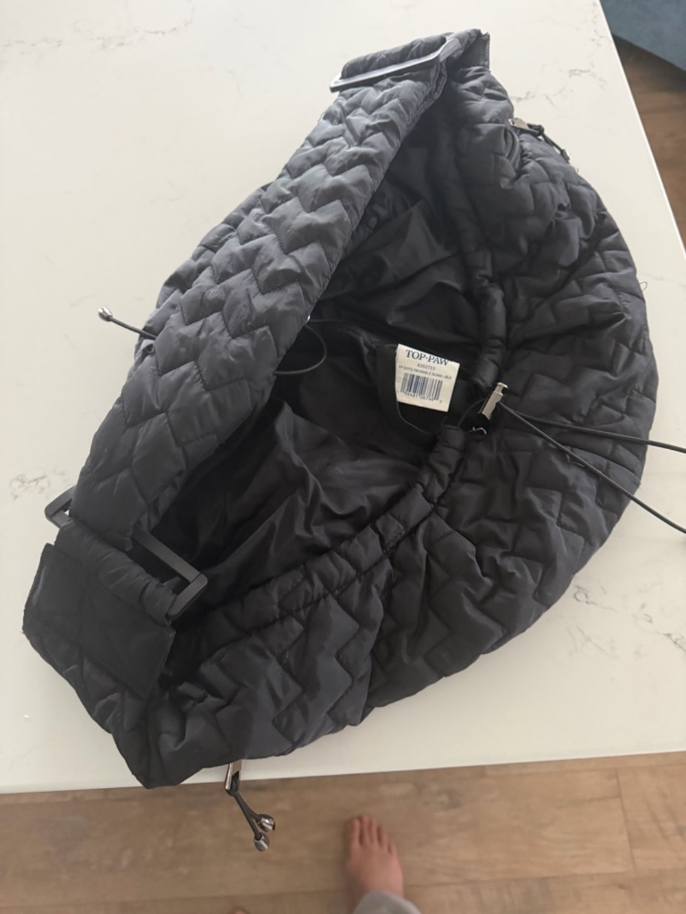 Top Paw Black Quilted Sling Pet Carrier with Pockets - Picture 6 of 11